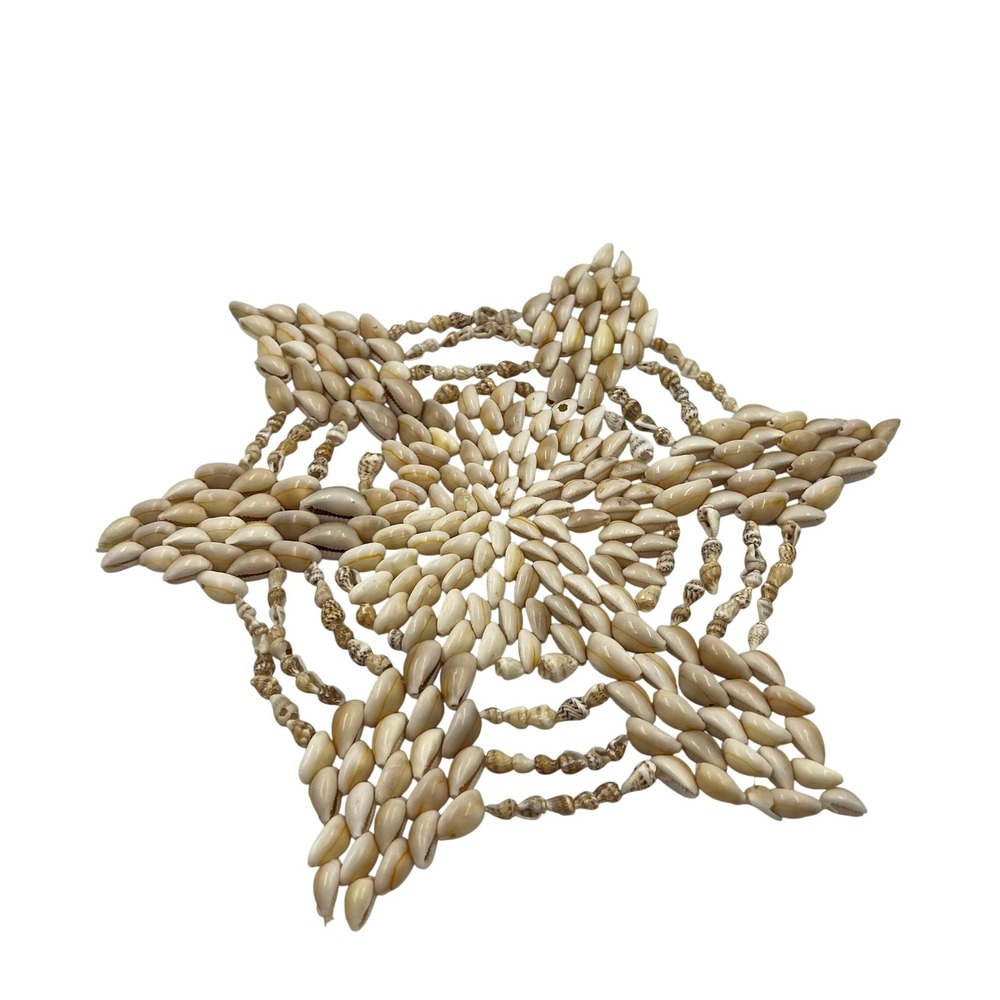 Vintage Handmade Seashell Starburst Wall Hanging Coastal Beach Decor 10.5 Inch